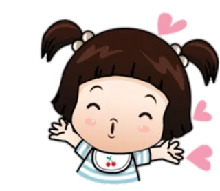 😘 Cartoon, Kind, Mädchen, Süß, Herzen, Anime telegram sticker