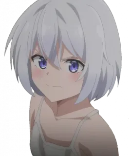 😤 อนิเมะ, ผู้หญิง, ผมสีขาว, ตาสีม่วง, ตัวละคร telegram sticker