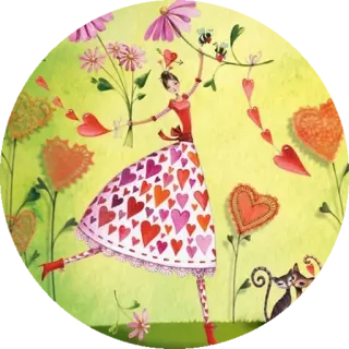 😢 Herzen, Frau, Blumen, Katze, skurril, Blumenmuster, Liebe, Frühling telegram sticker
