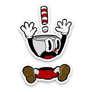 😱 Cuphead Cartone animato, Tazza, Esclamazione, Videogioco, Indie telegram sticker