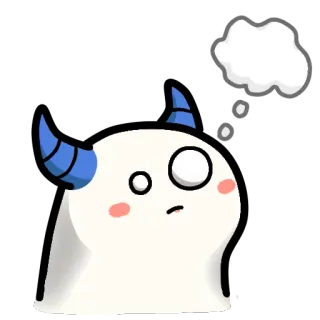 😳 cartoon, monster, demon, thinking, thought bubble, cute, kawaii telegram sticker