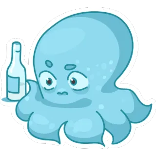 😪 octopus, alcohol, bottle, cartoon, cute, sad telegram sticker