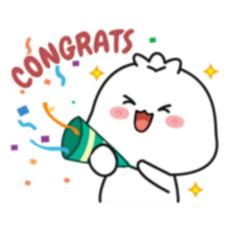 🎉 CONGRATS felicitaciones, celebración, fiesta, lindo, kawaii, confeti, feliz whatsapp sticker