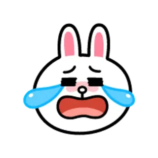 😋 coniglio, piangendo, triste, cartone animato, lacrime, emoji telegram sticker