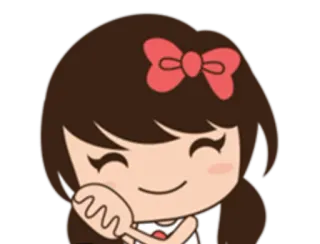 😃 การ์ตูน, ผู้หญิง, คาวาอิ, น่ารัก, โบว์ telegram sticker