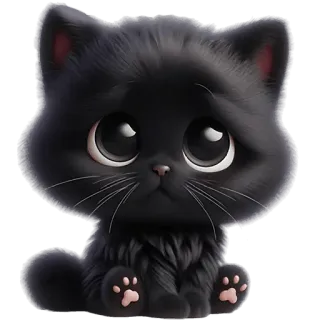 😞 gato, gatinho, gato preto, fofo, animal, animal de estimação whatsapp sticker
