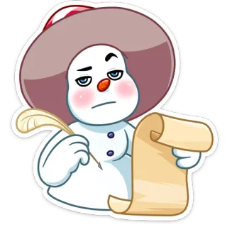 ✍️ Dibujo animado, Personaje, Muñeco de nieve, Escritura, Bolígrafo whatsapp sticker
