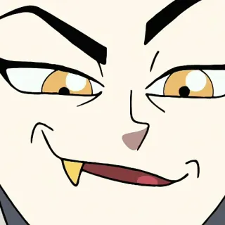 😏 cartoon, face, expression, smirk, vampire, fangs telegram sticker