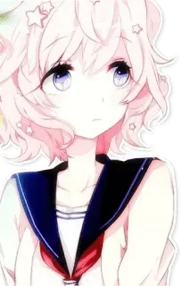 😕 anime, manga, cute, girl, kawaii, character, pink hair, stars telegram sticker