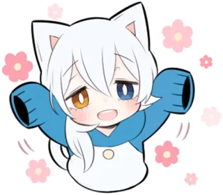 😃 Anime, Gato, Kawaii, Lindo, Chibi, Dibujos animados telegram sticker