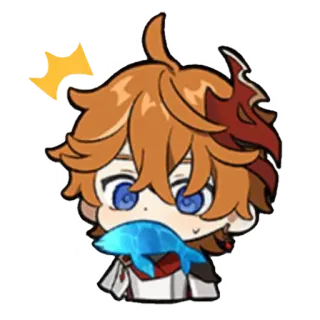 🍂 Tartaglia Genshin Impact tartaglia, genshin impact, spielfigur, chibi, fisch telegram sticker