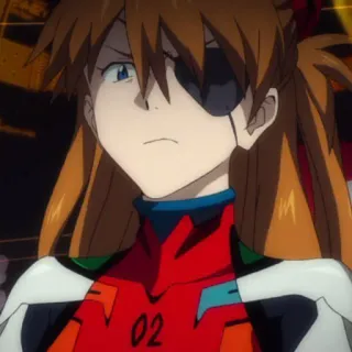 🥢 Asuka Langley Sohryu Neon Genesis Evangelion anime, character, Asuka Langley, Evangelion, eyepatch, cartoon telegram sticker