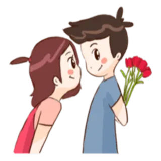 💋 couple, amour, romance, dessin animé, fleurs, mignon, relation, affection telegram sticker