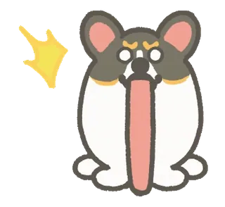 😱 anjing, corgi, hewan, imut, kartun, lidah, emoji, stiker telegram sticker