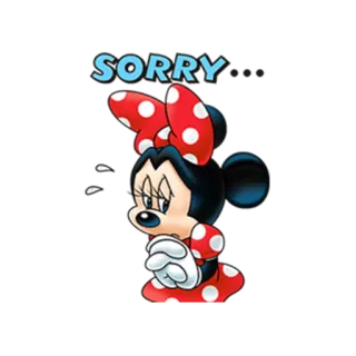 😔 Minnie Mouse SORRY cartone animato, topo, scuse, mi dispiace, Disney telegram sticker