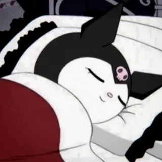 🧦 Kuromi クロミ, サンリオ, 睡眠, 漫画, キャラクター, 可愛い whatsapp sticker