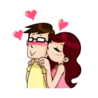 😘 love, couple, kiss, romance, cartoon, hearts telegram sticker