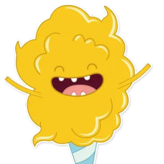 😄 cartoon, adventure time, candy, yellow, happy, cloud, sweet, character telegram sticker