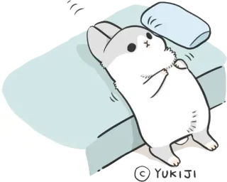 💤 YUKIJI królik, króliczek, słodki, leżący, poduszka, spać, kreskówka, zwierzę telegram sticker