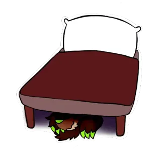 ⬇ монстр, под кроватью, мультфильм, существо, страх, страшный telegram sticker