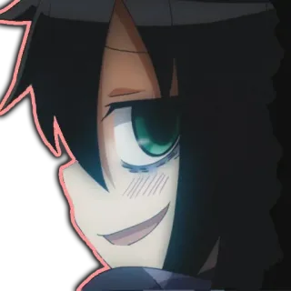 😏 anime, dziewczyna, uśmiech, ciemne włosy whatsapp sticker
