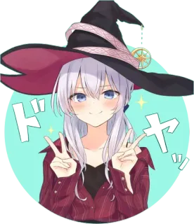 ✌️ ドヤ Anime, Mädchen, Hexe, Friedenszeichen telegram sticker