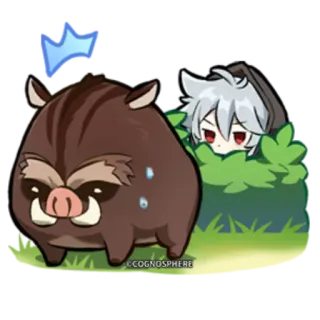 😠 ©COGNOSPHERE หมูป่า, สัตว์, พุ่มไม้, การ์ตูน, อนิเมะ, น่ารัก telegram sticker