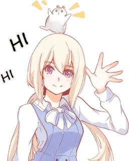 🙋‍♀️ Hi Hi anime, girl, cute, waving, happy telegram sticker