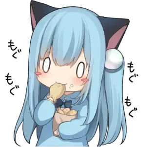 😋 Garota anime, Orelhas de gato, Chibi, Fofo, Lanche, Comendo whatsapp sticker