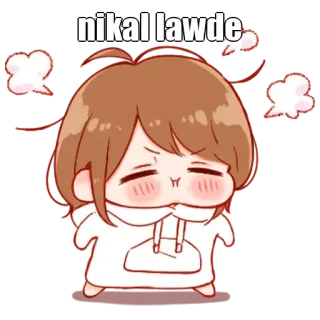 🤔 nikal lawde arrabbiato, cartoni animati, anime, espressione, imprecazioni, parolaccia whatsapp sticker