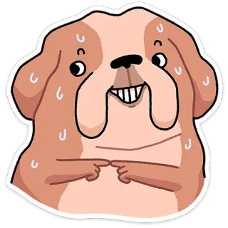 ⭐ chien, nerveux, transpiration, gêné, dessin animé, autocollant telegram sticker