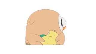 😕 Rowlet pokemon, rowlet, cute, eating, owl telegram sticker