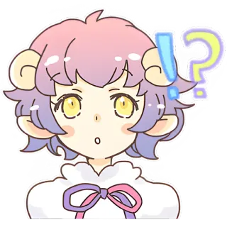 🤨 アニメ, かわいい, はてなマーク, ステッカー, 可愛い, 羊, パステル whatsapp sticker