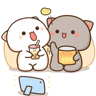 🍿 CHIPS Katze, Tier, niedlich, Snack, Chips, fernsehen, Bubble Tea telegram sticker