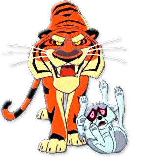 😠 Shere Khan The Jungle Book tigre, dibujos animados, animal, jungla, villano, naranja, Disney, Shere Khan telegram sticker
