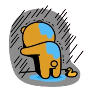 👍 oso, lluvia, triste, solo, pato whatsapp sticker