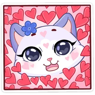 🥰 kucing, hati, imut, hewan, stiker, kartun telegram sticker