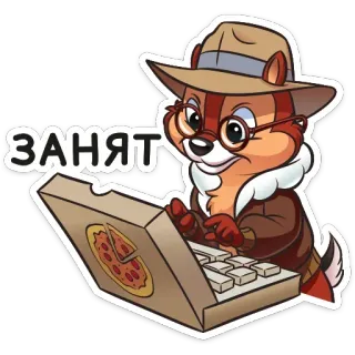🤓 занят chipmunk, cartoon, pizza, computer, busy telegram sticker