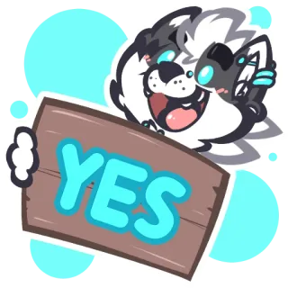 😲 YES 퍼리, 네, 긍정, 개, 동물, 만화 telegram sticker