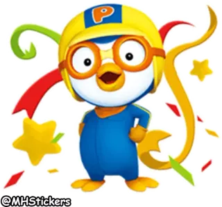 🎊 Pororo @MHStickers การ์ตูน, เพนกวิน, ตัวละคร, แอนิเมชัน, สติกเกอร์, สีเหลือง, สีน้ำเงิน telegram sticker