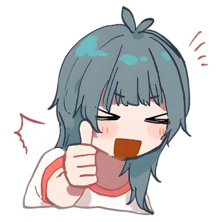 👍 Anime, Gadis, Jempol ke atas, Imut, Senang, Ceria whatsapp sticker