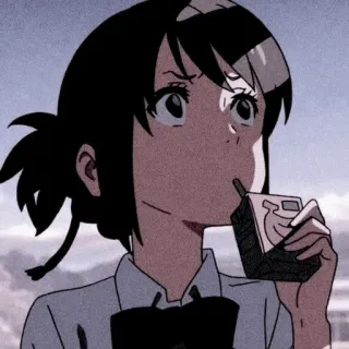 🖤 Anime, Dziewczyna, Picie, Kreskówka, Ilustracja, Animacja telegram sticker