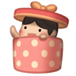 🎁 cadeau, verrassing, schattig, cartoon, personage, roze, doos telegram sticker