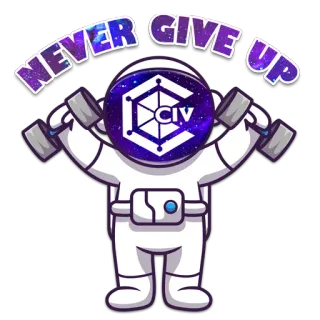 💪 NEVER GIVE UP astronaut, fitness, motivational, space, exercise, weightlifting whatsapp sticker