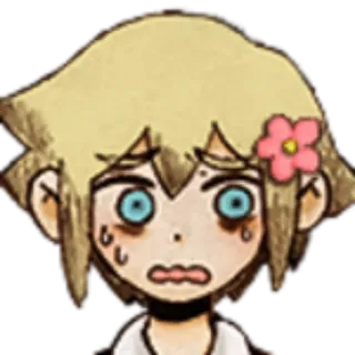 😰 Basil OMORI อนิเมะ, กังวล, ร้องไห้, ประหม่า, ดอกไม้, น่ารัก telegram sticker