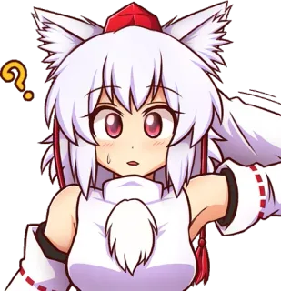 ❓ anime, manga, fox girl, question mark, confused, cartoon, cute telegram sticker
