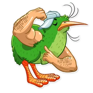 💪 pájaro, kiwi, fuerte, músculo, dibujo animado whatsapp sticker