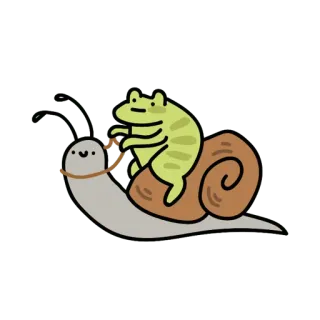 😀 frosch, schnecke, tier, niedlich, cartoon, reiten, natur, amphibie, weichtier whatsapp sticker