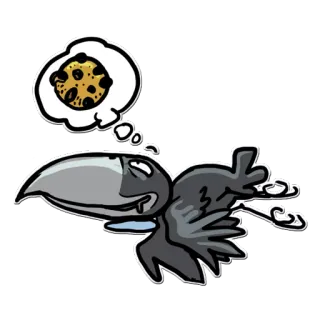 🤤 ворон, печенье, сон, животное, мультфильм telegram sticker