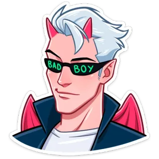 😎 BAD BOY 恶魔, 恶灵, 坏男孩, 太阳镜, 角, 翅膀, 动漫, 卡通 telegram sticker